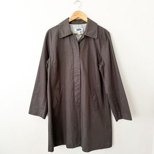 Old Navy Canvas Trench Coat Utility Jacket Size Large Olive Gray